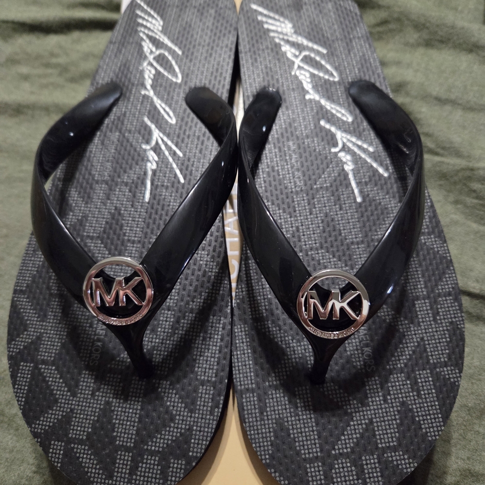 Michael Kors Black Flip Flops